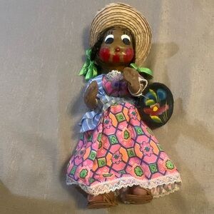Vintage handmade, Mexican folk art, doll